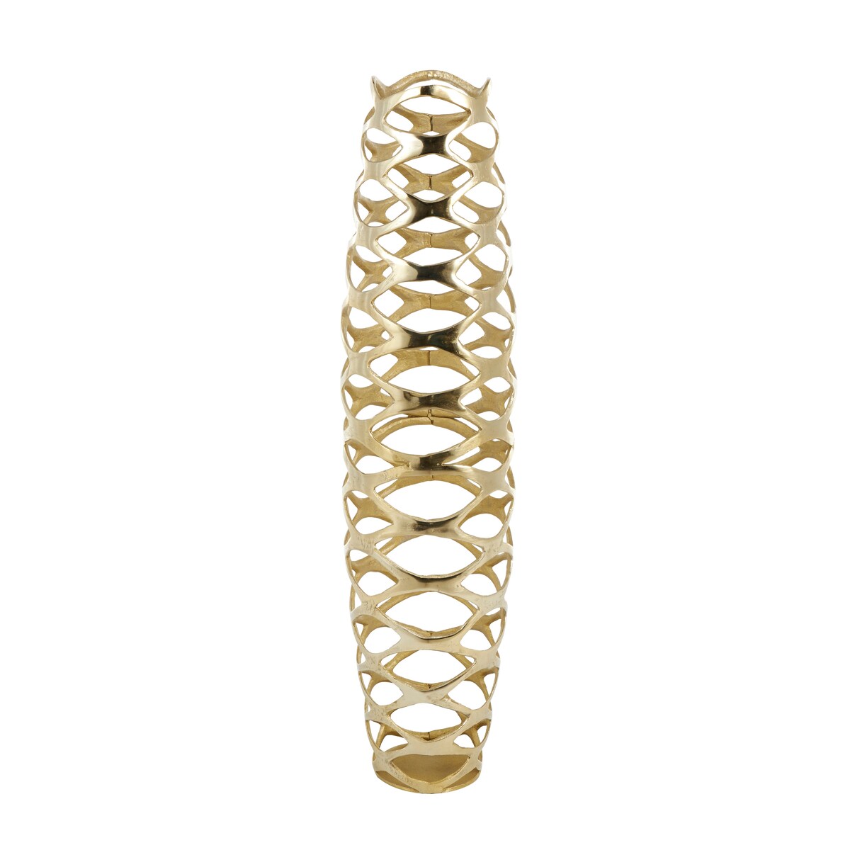 Gold Aluminum Metal Tall Cutout Geometric Decorative Vase