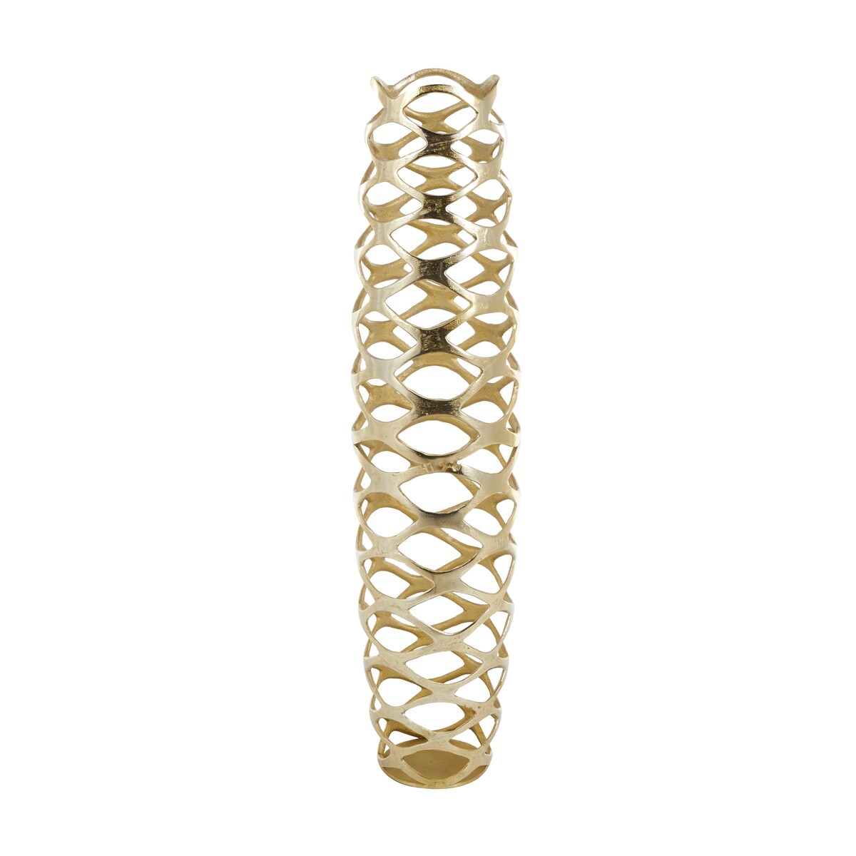 Gold Aluminum Metal Tall Cutout Geometric Decorative Vase