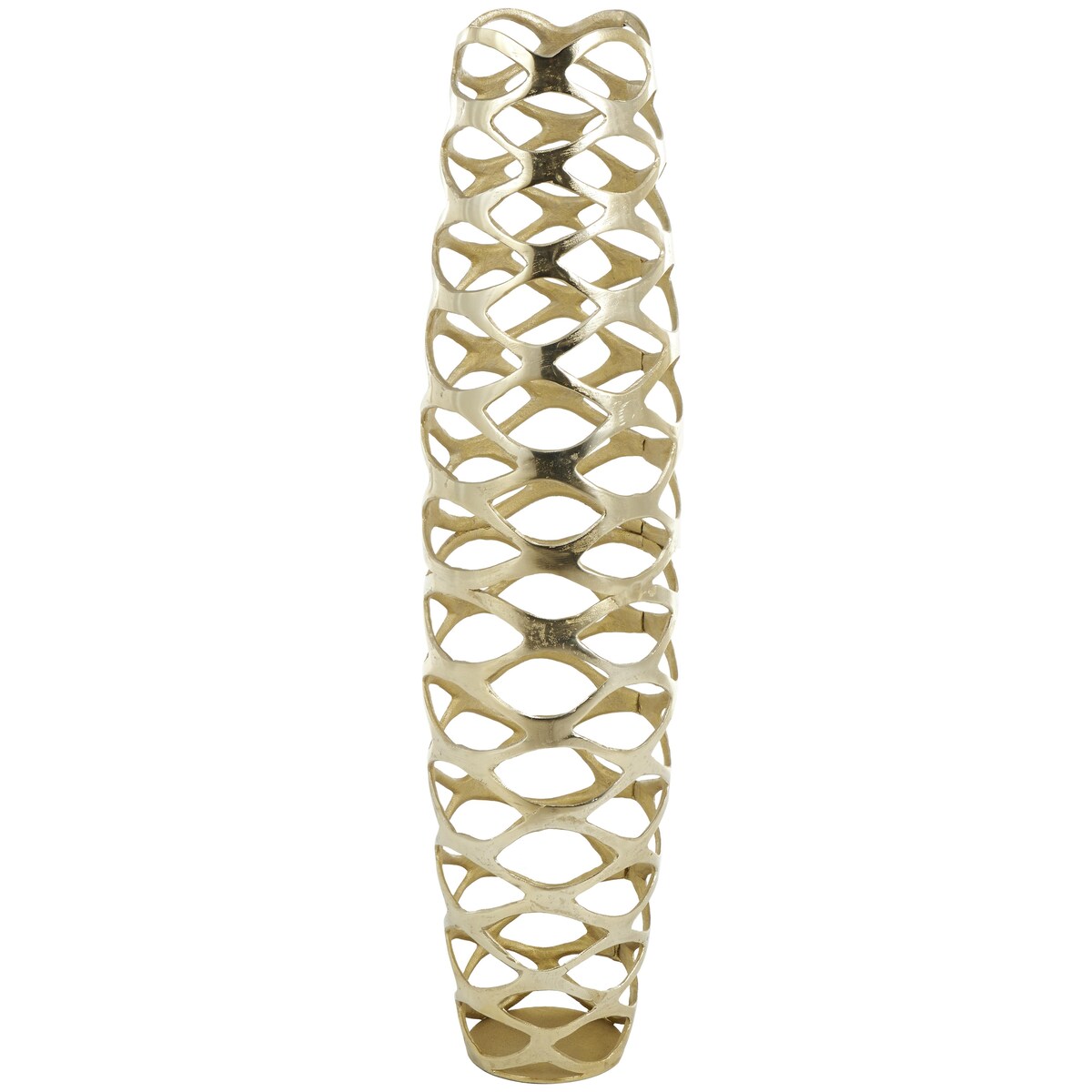 Gold Aluminum Metal Tall Cutout Geometric Decorative Vase
