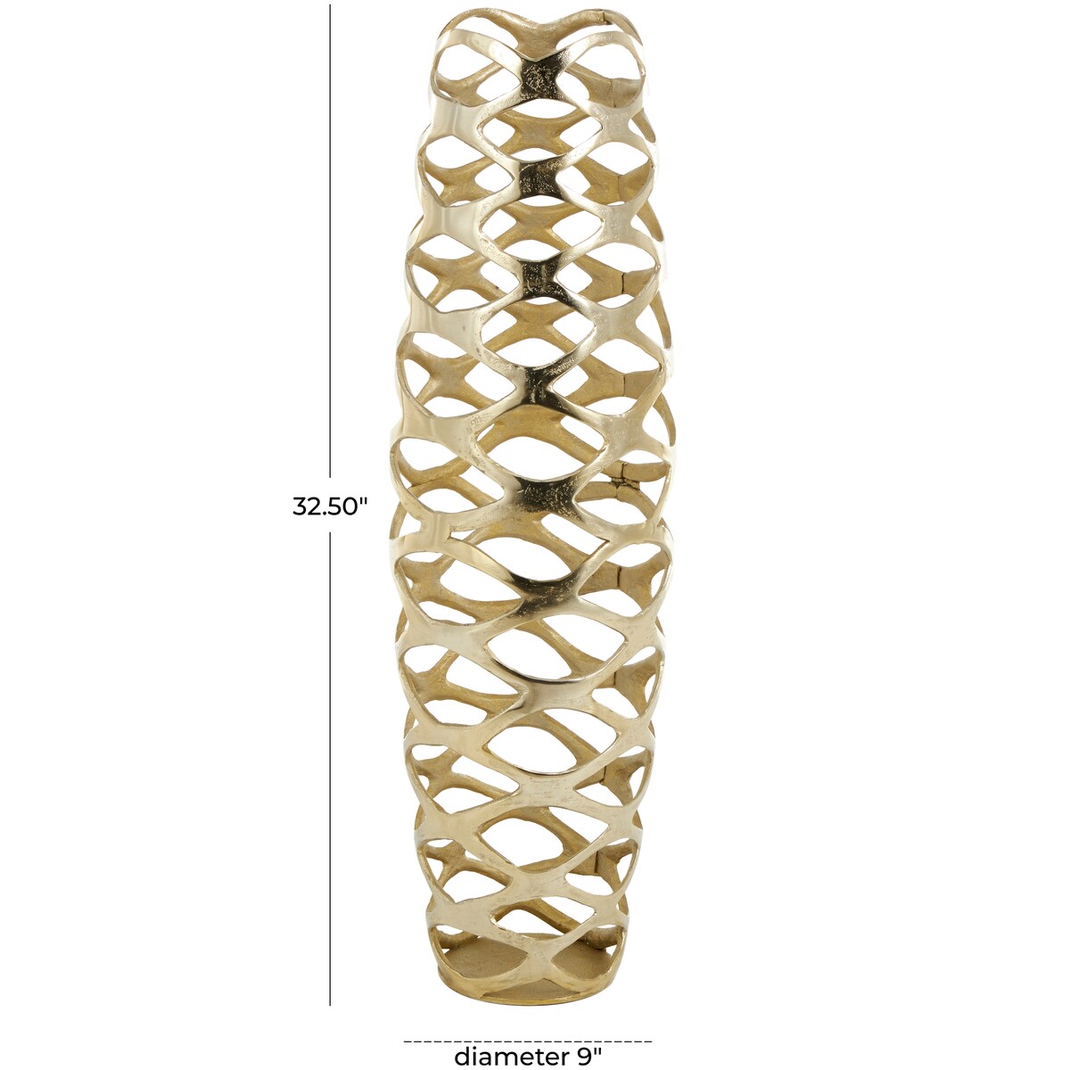 Gold Aluminum Metal Tall Cutout Geometric Decorative Vase