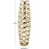 Gold Aluminum Metal Tall Cutout Geometric Decorative Vase