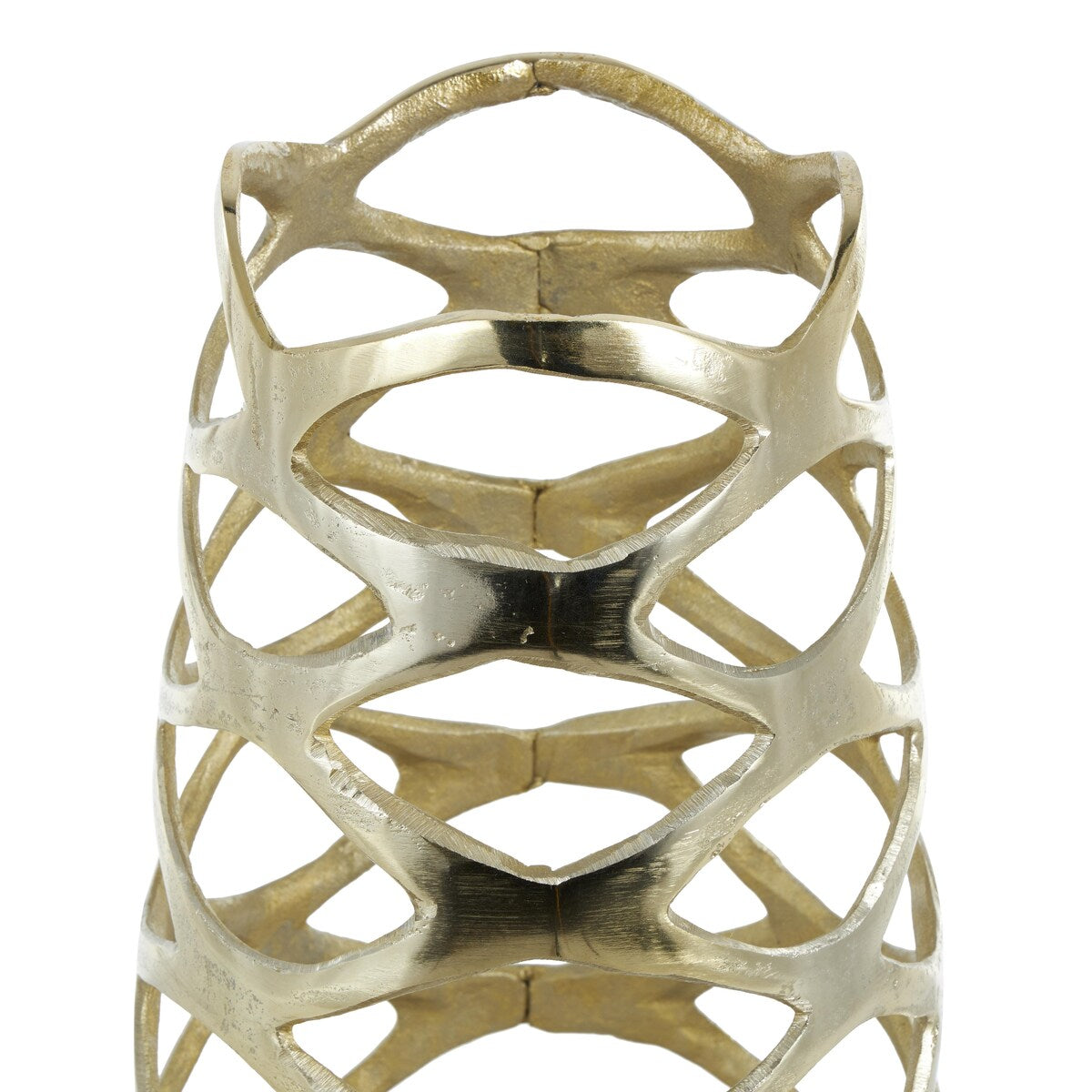 Gold Aluminum Metal Tall Cutout Geometric Decorative Vase