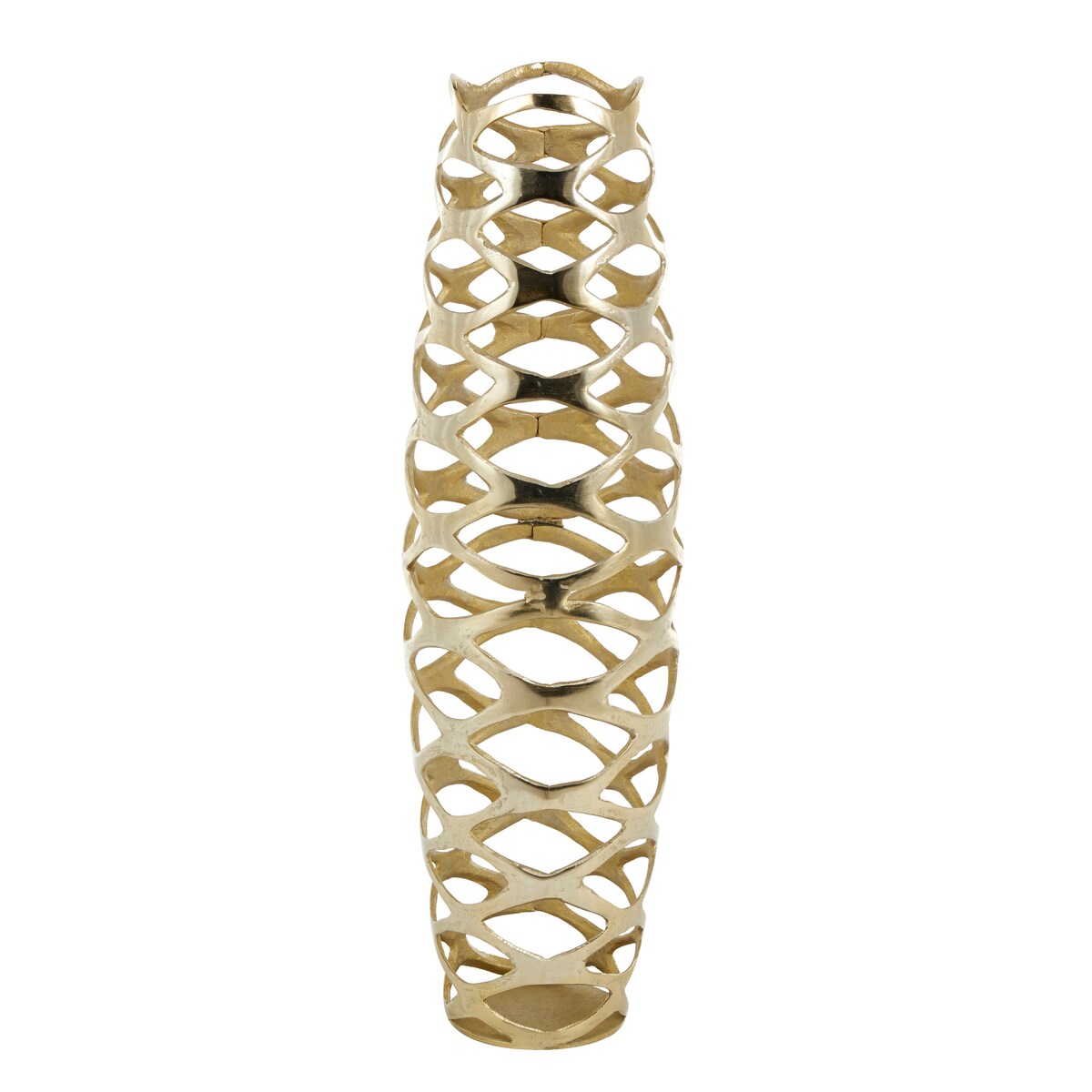 Gold Aluminum Metal Tall Cutout Geometric Decorative Vase