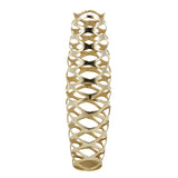 Gold Aluminum Metal Tall Cutout Geometric Decorative Vase