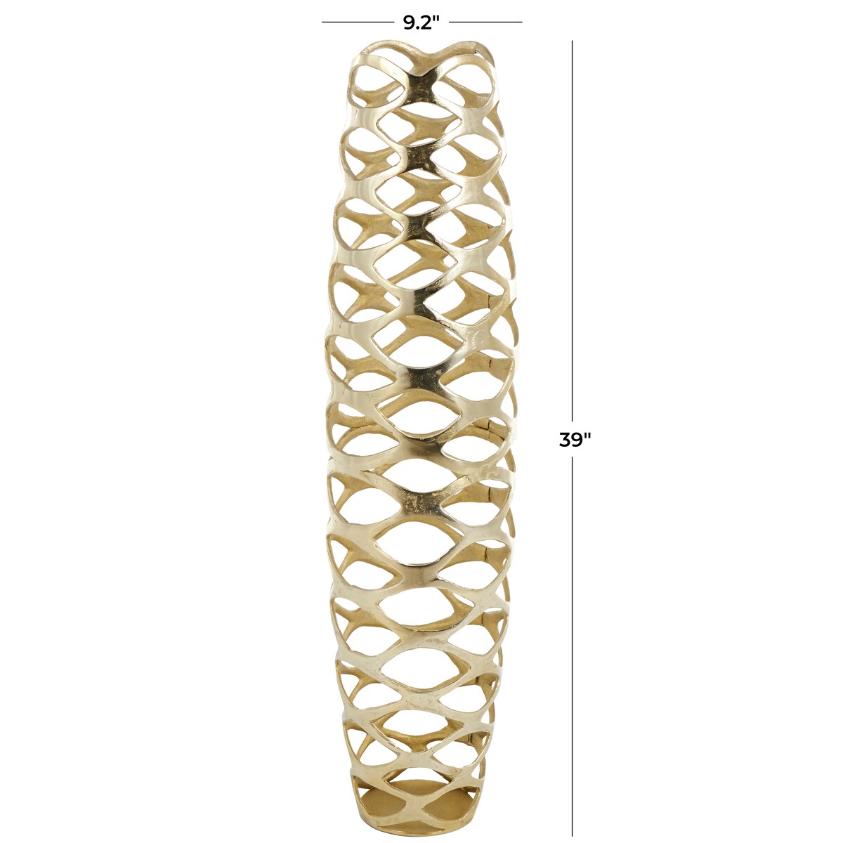 Gold Aluminum Metal Tall Cutout Geometric Decorative Vase