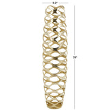 Gold Aluminum Metal Tall Cutout Geometric Decorative Vase