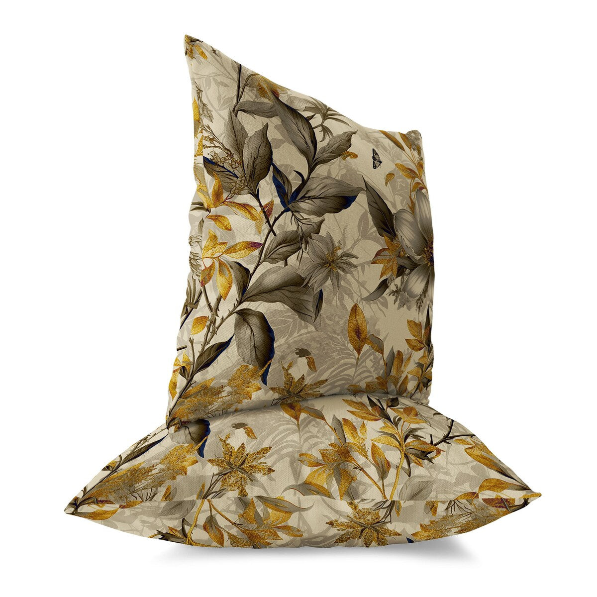 Gold And Vanilla Exquisite Floral Breeze Faux Suede Throw Pillow Zipper