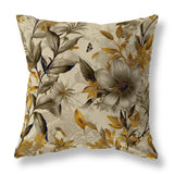 Gold And Vanilla Exquisite Floral Breeze Faux Suede Throw Pillow Zipper