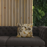 Gold And Vanilla Exquisite Floral Breeze Faux Suede Throw Pillow Zipper