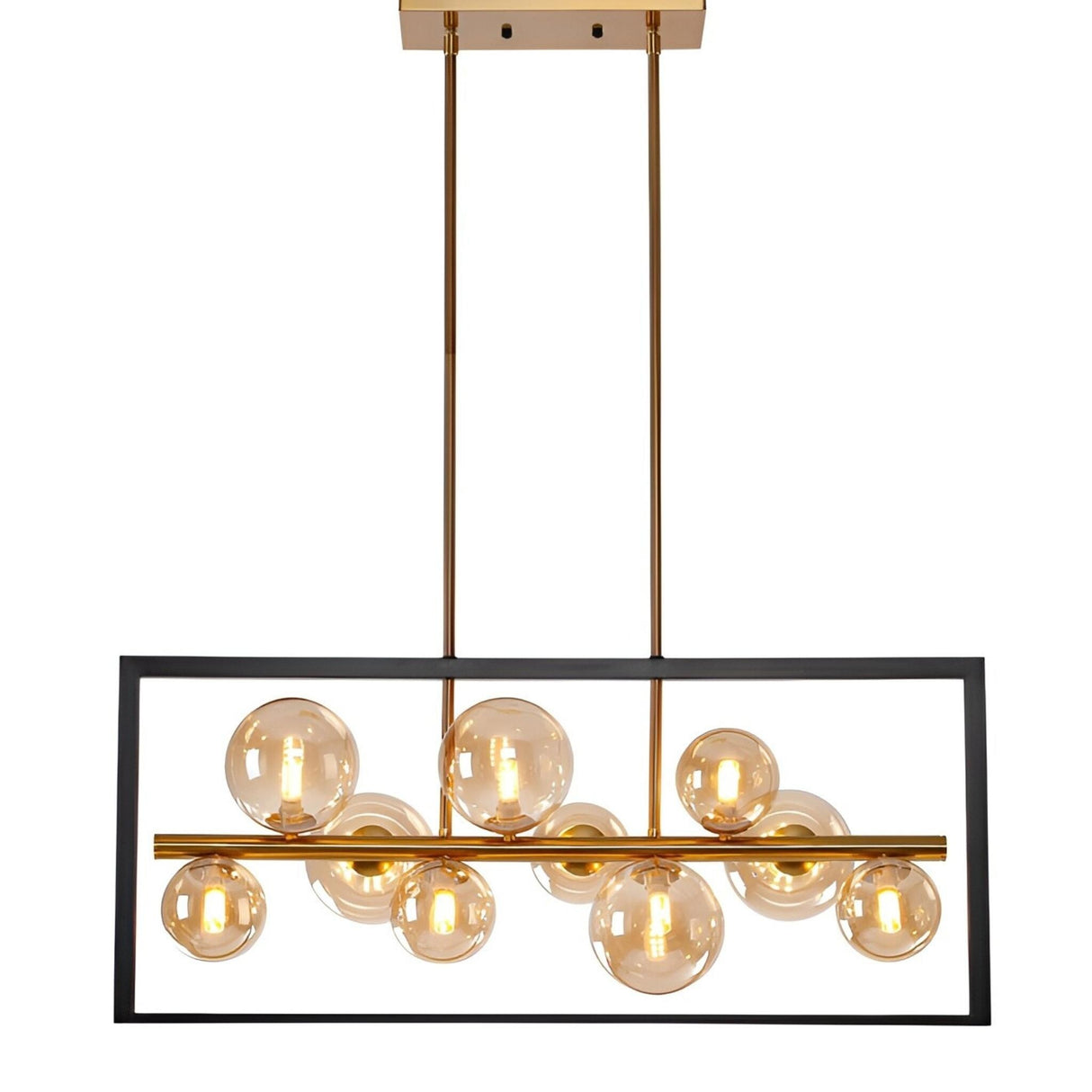 Glasgrow Gold Black Orb Pendant for Kitchen Island Futuristic Scifi Ceiling Light - N/A