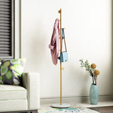 Gold Coat Racks, Metal Coat Rack Freestanding with Hooks, Entryway Coat Rack Stand, Coat Racks with Marble Base