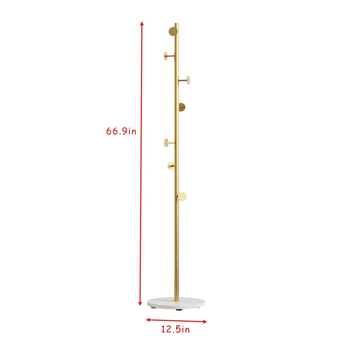 Gold Coat Racks, Metal Coat Rack Freestanding with Hooks, Entryway Coat Rack Stand, Coat Racks with Marble Base