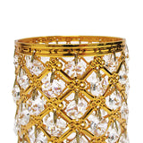 Gold Crystal Bead Lattice Hurricane Candle Holder Centerpiece