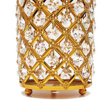 Gold Crystal Bead Lattice Hurricane Candle Holder Centerpiece
