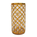 Gold Crystal Bead Lattice Hurricane Candle Holder Centerpiece