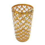 Gold Crystal Bead Lattice Hurricane Candle Holder Centerpiece