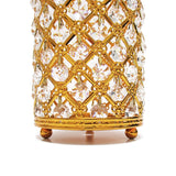 Gold Crystal Bead Lattice Hurricane Candle Holder Centerpiece