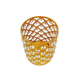 Gold Crystal Bead Lattice Hurricane Candle Holder Centerpiece