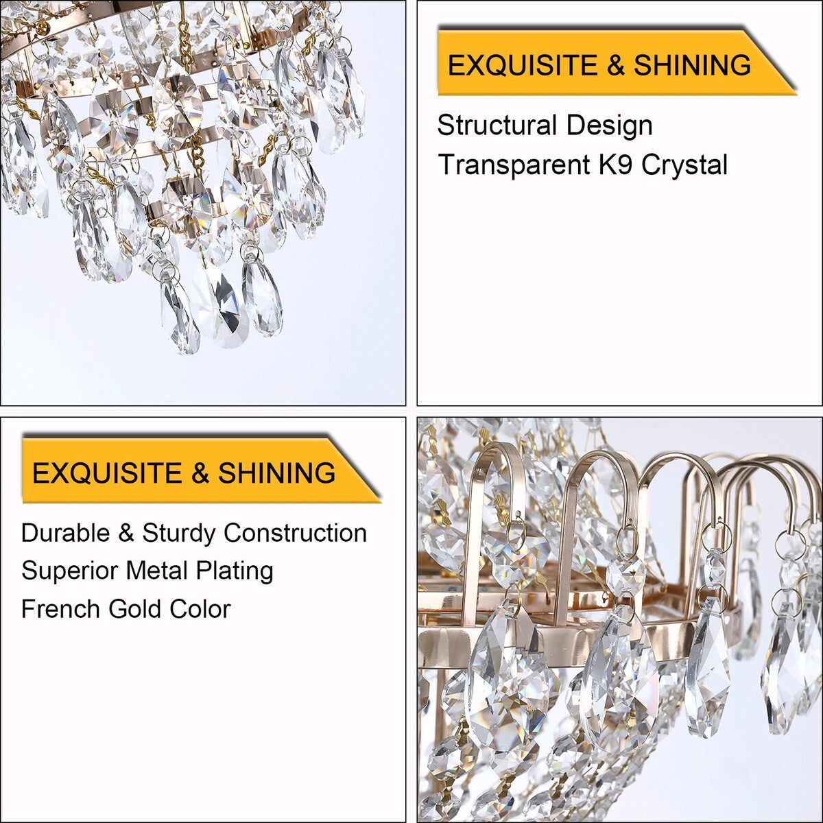 Gold Crystal Chandelier - Large Contemporary Luxury Ceiling Lighting