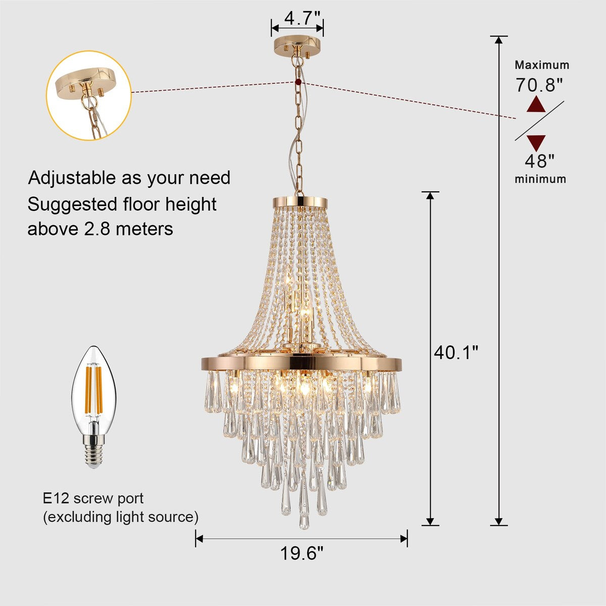 Gold Crystal Chandeliers Lighting Contemporary Luxury Ceiling Lighting