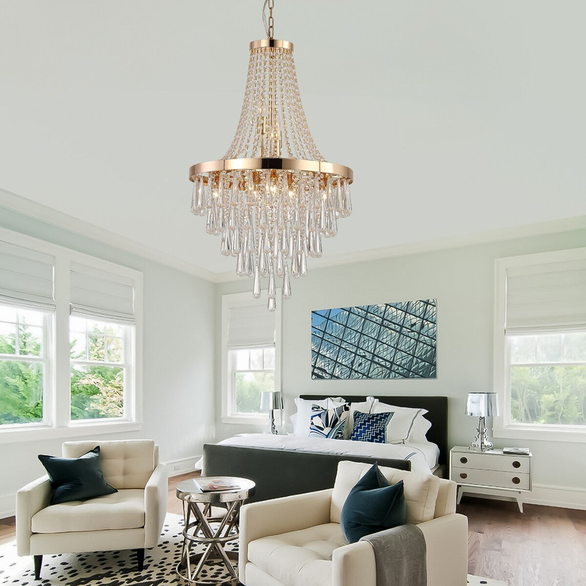 Gold Crystal Chandeliers Lighting Contemporary Luxury Ceiling Lighting