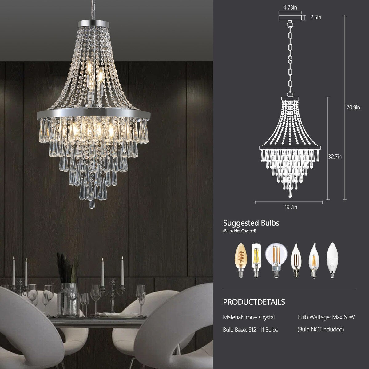 Gold Crystal Chandeliers Lighting Contemporary Luxury Ceiling Lighting