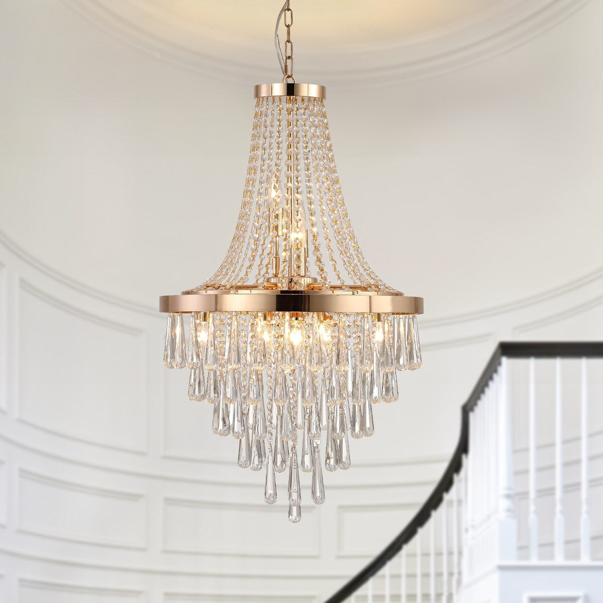 Gold Crystal Chandeliers Lighting Contemporary Luxury Ceiling Lighting