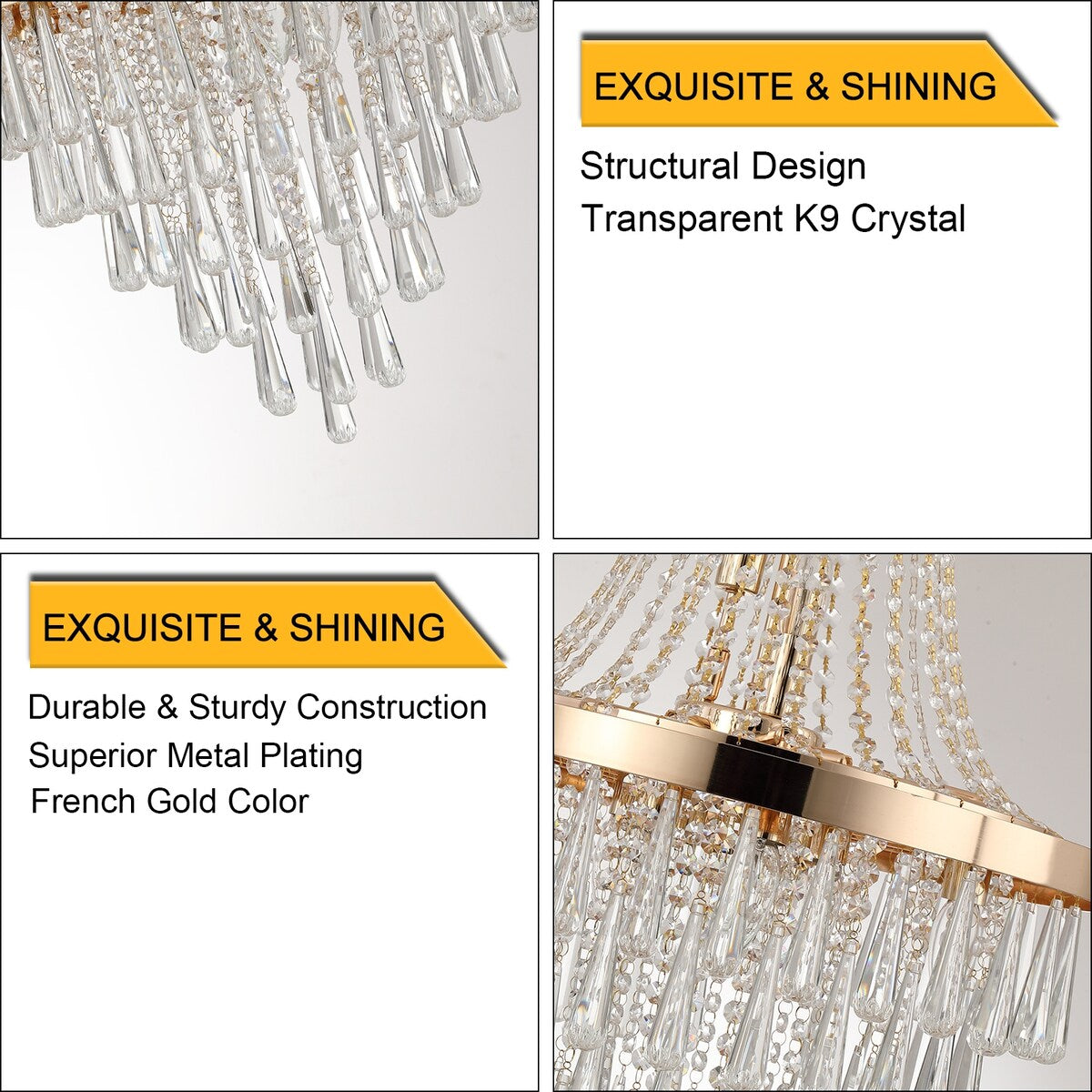 Gold Crystal Chandeliers Lighting Contemporary Luxury Ceiling Lighting