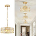 Gold Crystal Chandeliers, Modern Semi Flush Mount Chandelier 4-Ligh Drum Crystal Ceiling Pendant Light Fixture 12"