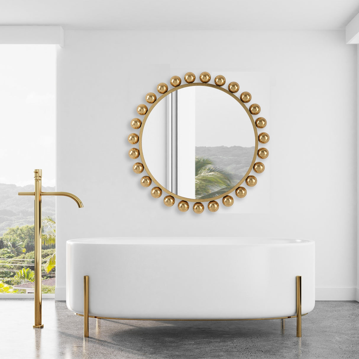 Porch & Den Opulent Gold Metal Round Wall Mirror