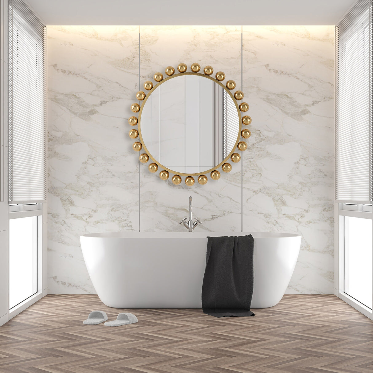 Porch & Den Opulent Gold Metal Round Wall Mirror