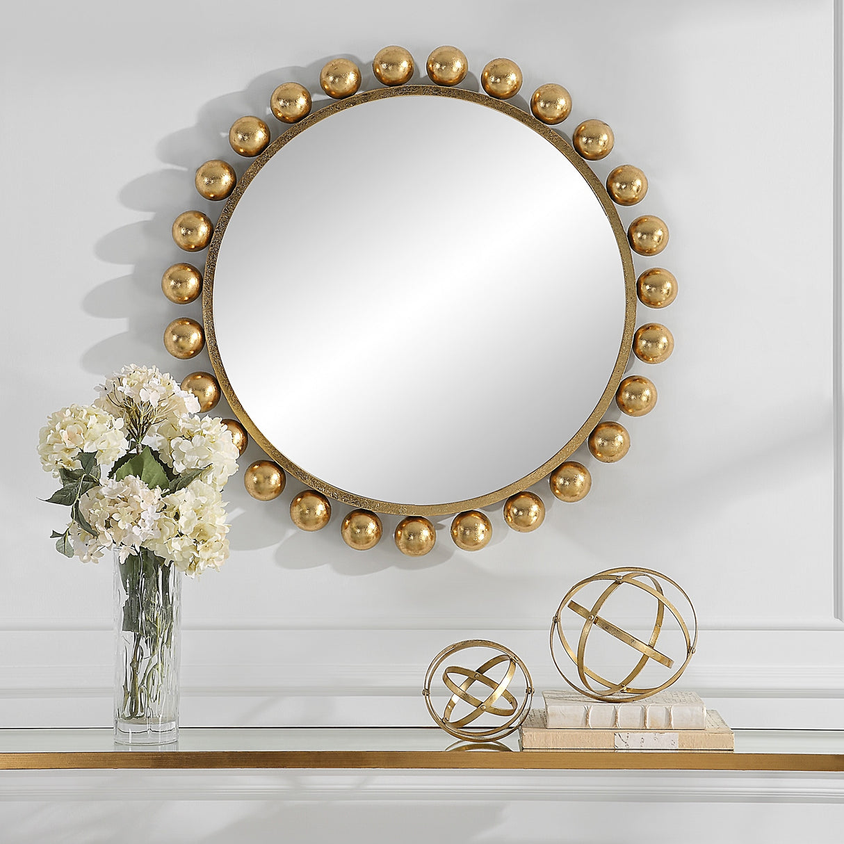 Porch & Den Opulent Gold Metal Round Wall Mirror