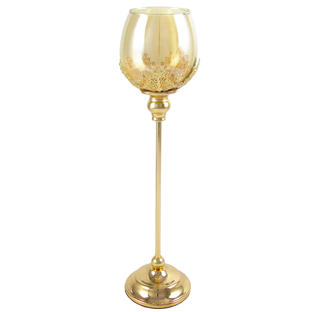 Gold Glass Leaf Goblet Votive Cup Candle Holder Centerpiece