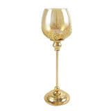 Gold Glass Leaf Goblet Votive Cup Candle Holder Centerpiece