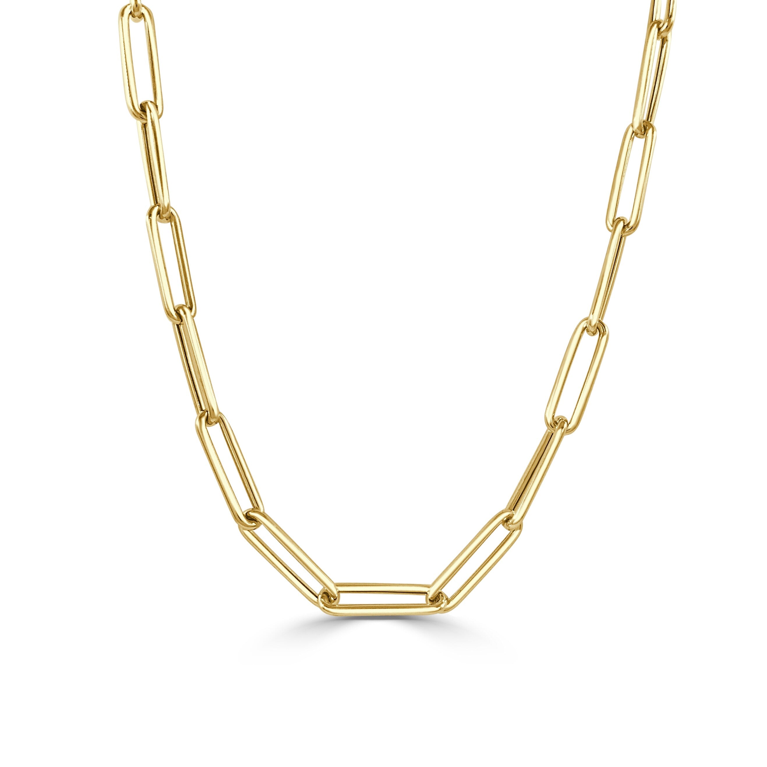 Joelle Collection Gold Link Chain Necklace Paperclip 14k Yellow Gold 18" Inches - Gifts For Her