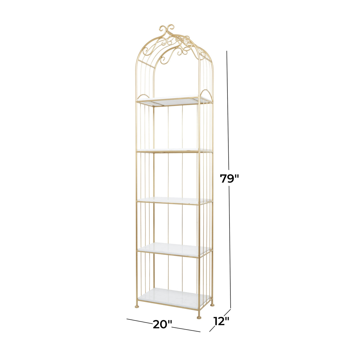Gold Marble Glam Shelving Unit - 20 x 12 x 79