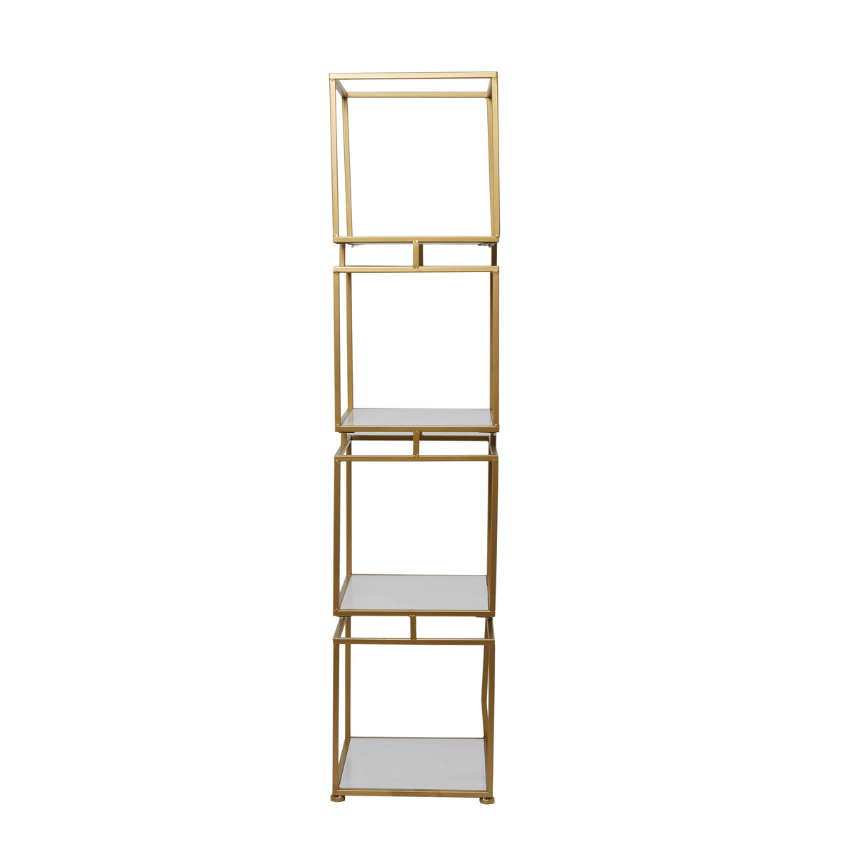 Gold Metal Cube Shelving Unit with 4 Marble Shelves