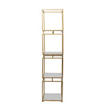 Gold Metal Cube Shelving Unit with 4 Marble Shelves