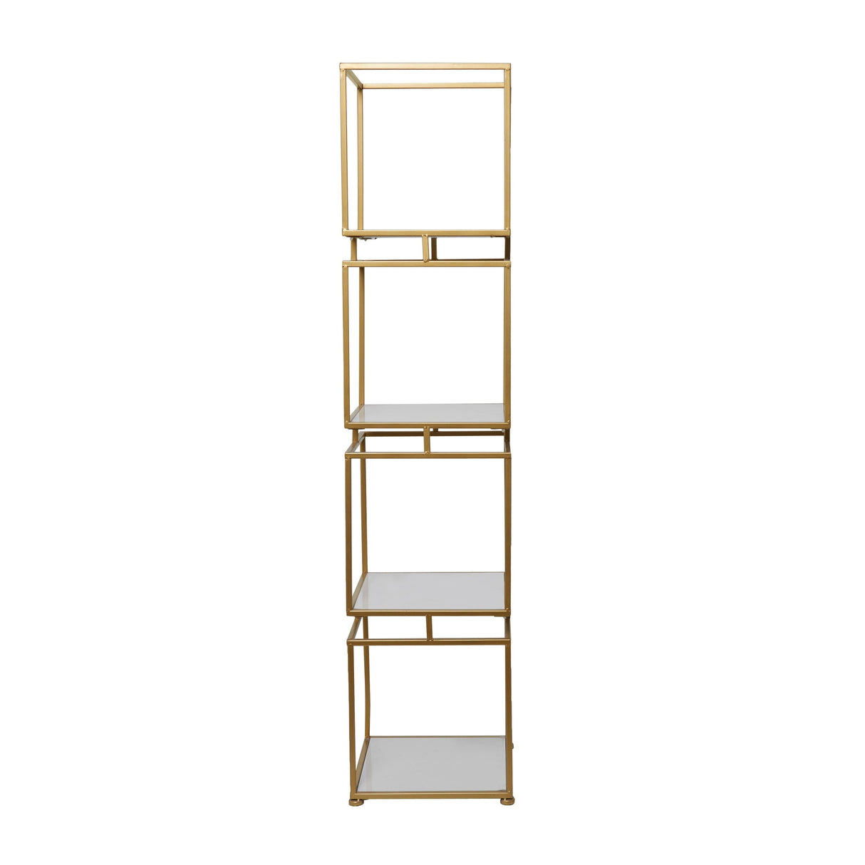 Gold Metal Cube Shelving Unit with 4 Marble Shelves