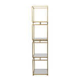 Gold Metal Cube Shelving Unit with 4 Marble Shelves