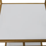 Gold Metal Cube Shelving Unit with 4 Marble Shelves