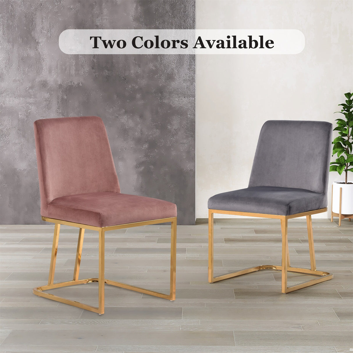 Gold Metal Base Upholstered Armless Velvet Dining Chairs (Set of 4)