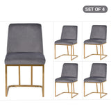 Gold Metal Base Upholstered Armless Velvet Dining Chairs (Set of 4)
