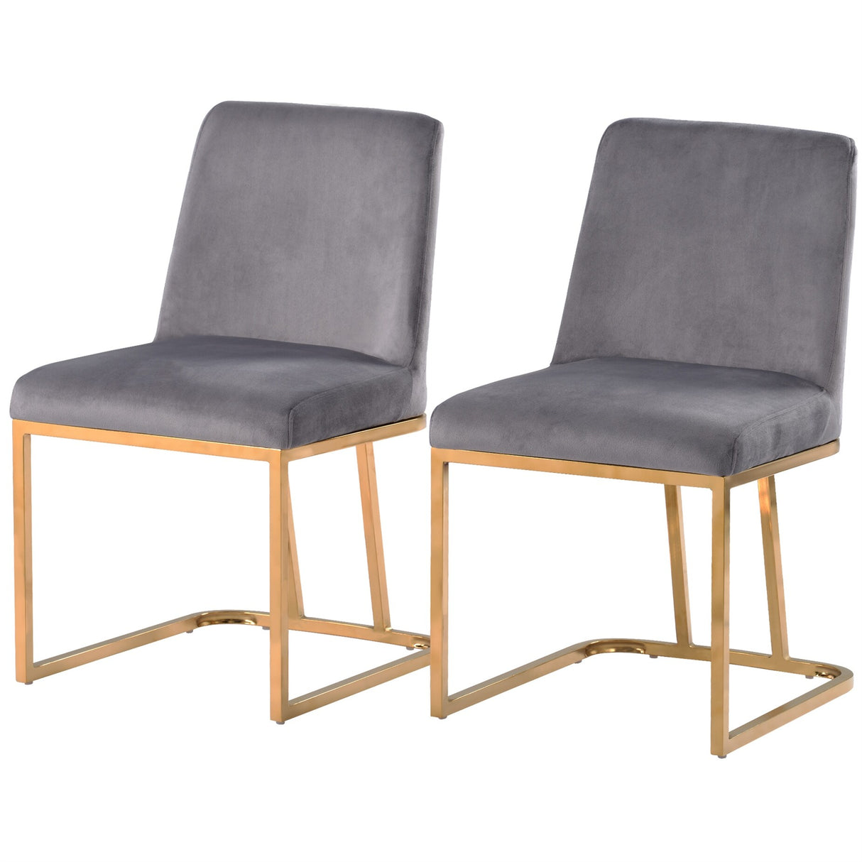 Gold Metal Base Upholstered Armless Velvet Dining Chairs (Set of 4)