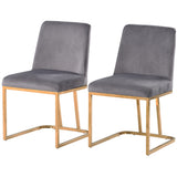 Gold Metal Base Upholstered Armless Velvet Dining Chairs (Set of 4)