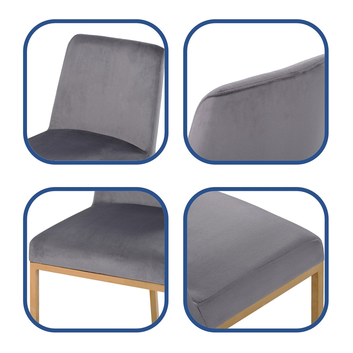 Gold Metal Base Upholstered Armless Velvet Dining Chairs (Set of 4)