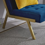 Gold Metal Frame Velvet Upholstery Chair with Ottoman, Comfy Armless Single Lounge Chairs for Living Room Bedroom Reading Room