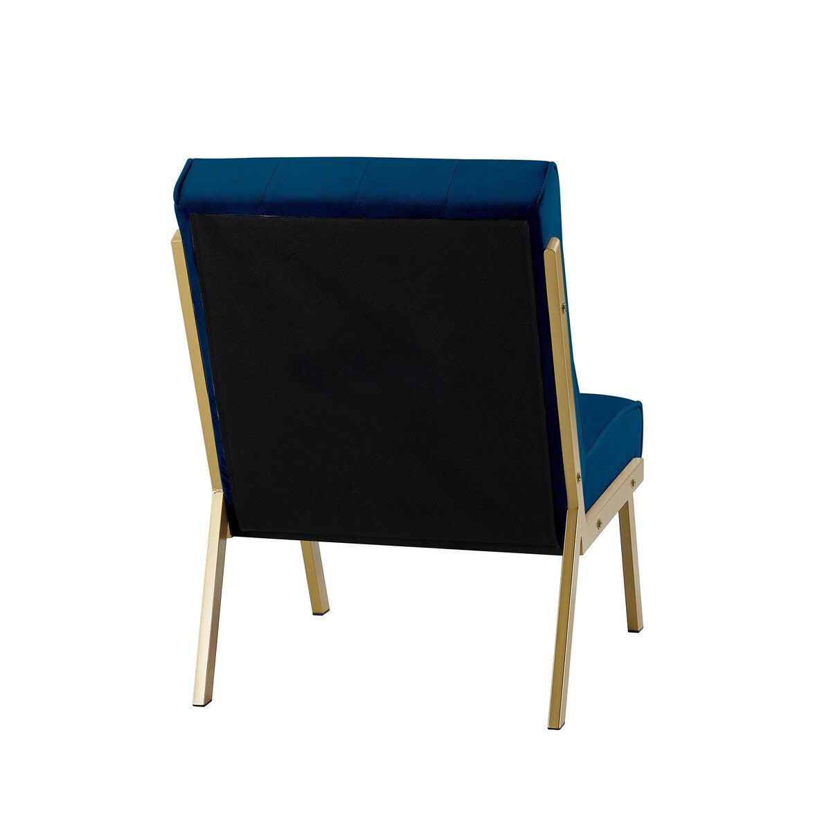 Gold Metal Frame Velvet Upholstery Chair with Ottoman, Comfy Armless Single Lounge Chairs for Living Room Bedroom Reading Room