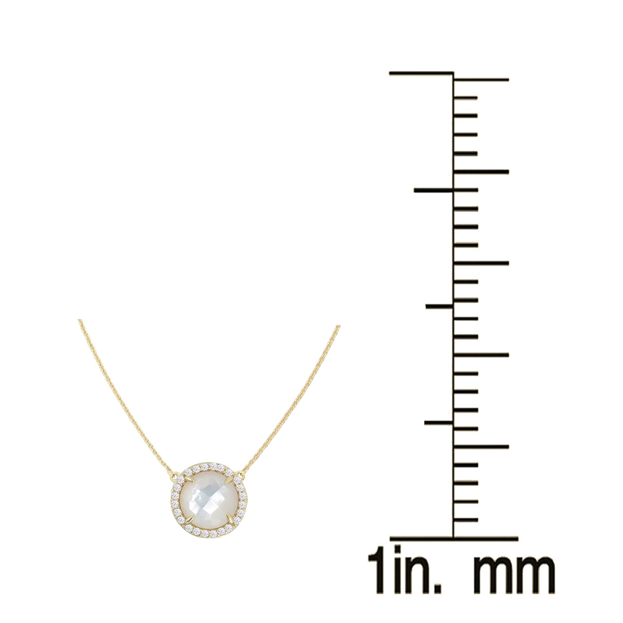 Gold Over Sterling Silver with Mother Of Pearl & White Topaz Necklace