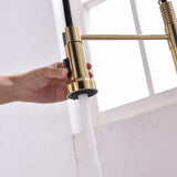 Gold Touchless Kitchen Faucet w/PullDown Sprayer Kitchen Spring Faucet